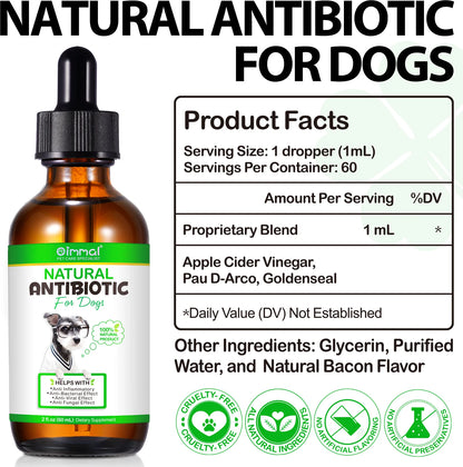 Natural Antibiotic Drops for Dogs, anti Inflammatory | Bacterial | Viral | Fungal, Supports Dog Allergy Relief for All Breeds and Sizes Dogs - 2 Fl.Oz(60 Ml)- 1Pack (Bacon Flavor)