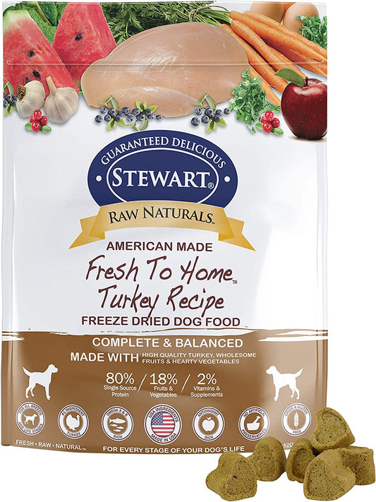 Raw Naturals Freeze Dried Dog Food Grain Free Made in USA with Turkey, Fruits, & Vegetables for Fresh to Home All Natural Recipe, 12 Oz.