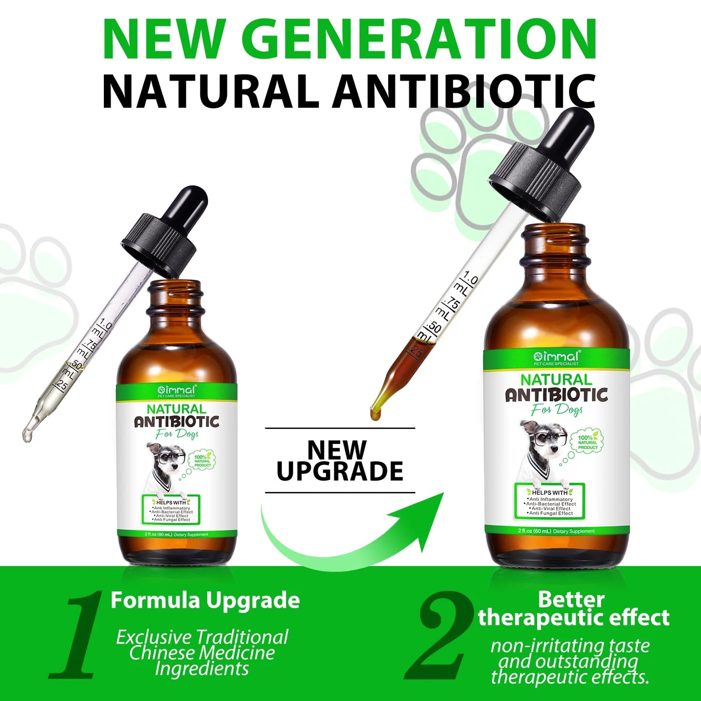 Natural Antibiotic Drops for Dogs, anti Inflammatory | Bacterial | Viral | Fungal, Supports Dog Allergy Relief for All Breeds and Sizes Dogs - 2 Fl.Oz(60 Ml)- 1Pack (Bacon Flavor)