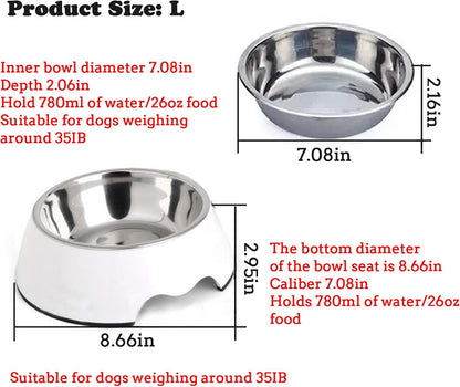 Dog Bowl Stainless Steel Dog Food Bowl Anti-Slip Cat Dish with Removable Dog Water Bowl