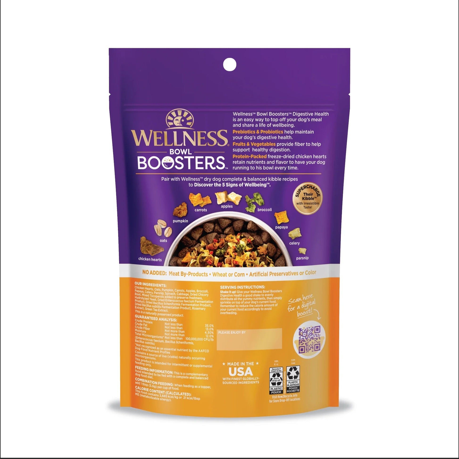 Wellness Bowl Boosters Functional Freeze-Dried Dog Food Topper, Digestive Health, 4 Ounce Bag