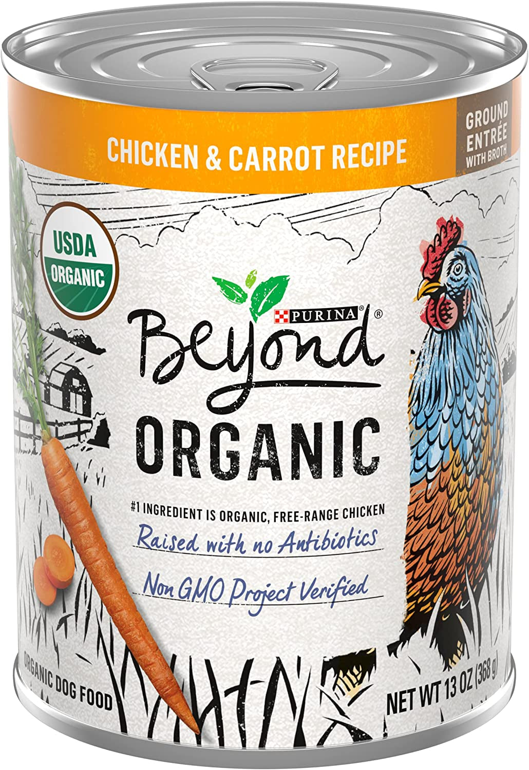 Purina Organic Wet Dog Food, Organic Chicken & Carrot Adult Recipe Ground Entrée with Broth - (Pack of 12) 13 Oz. Cans