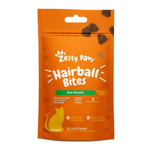 Hairball Bites for Cats, Supports Hairball Reduction, Bacon 30Ct