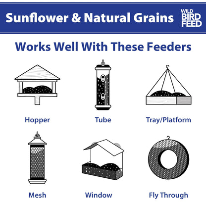 Sunflower & Grains Wild Bird Feed, Dry, 1 Count per Pack, 5 Lb. Bag