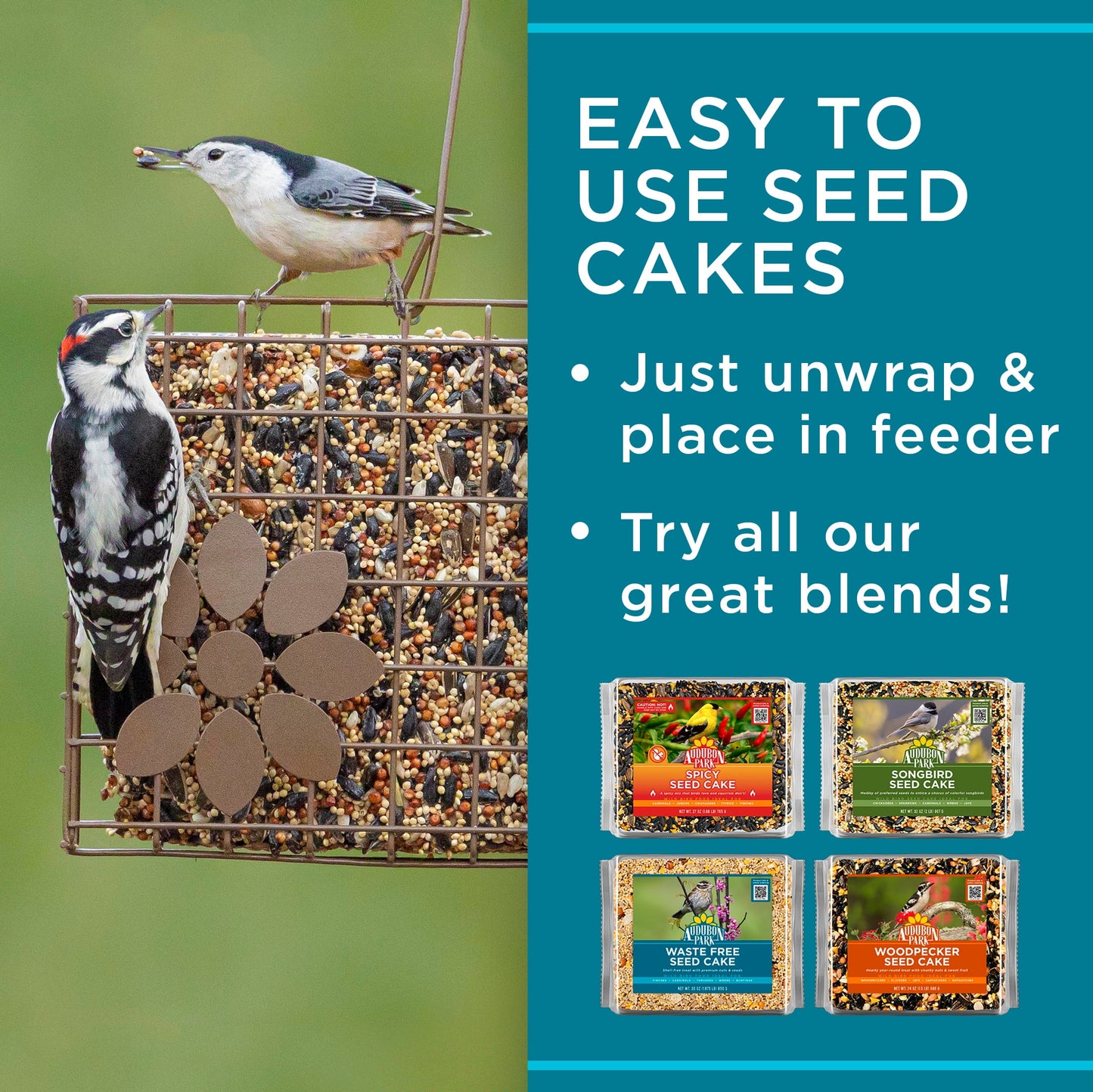 Woodpecker Seed Cake Wild Bird Food, Pressed Seed Block, 24 Oz.