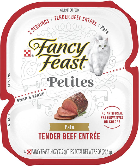 Fancy Feast Gourmet Pate Wet Cat Food, Petites Tender Beef Entree - 2.8 Ounce (Pack of 12)