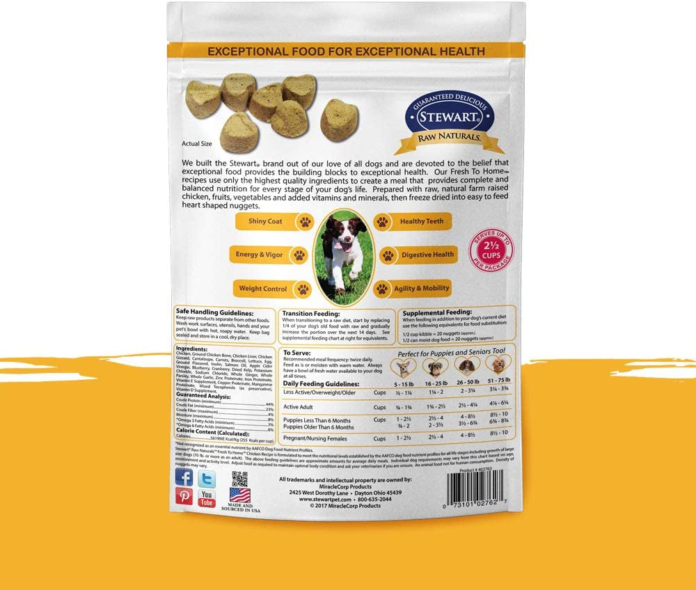 Raw Naturals Freeze Dried Dog Food Grain Free Made in USA with Chicken, Fruits, & Vegetables for Fresh to Home All Natural Recipe, Trial Size