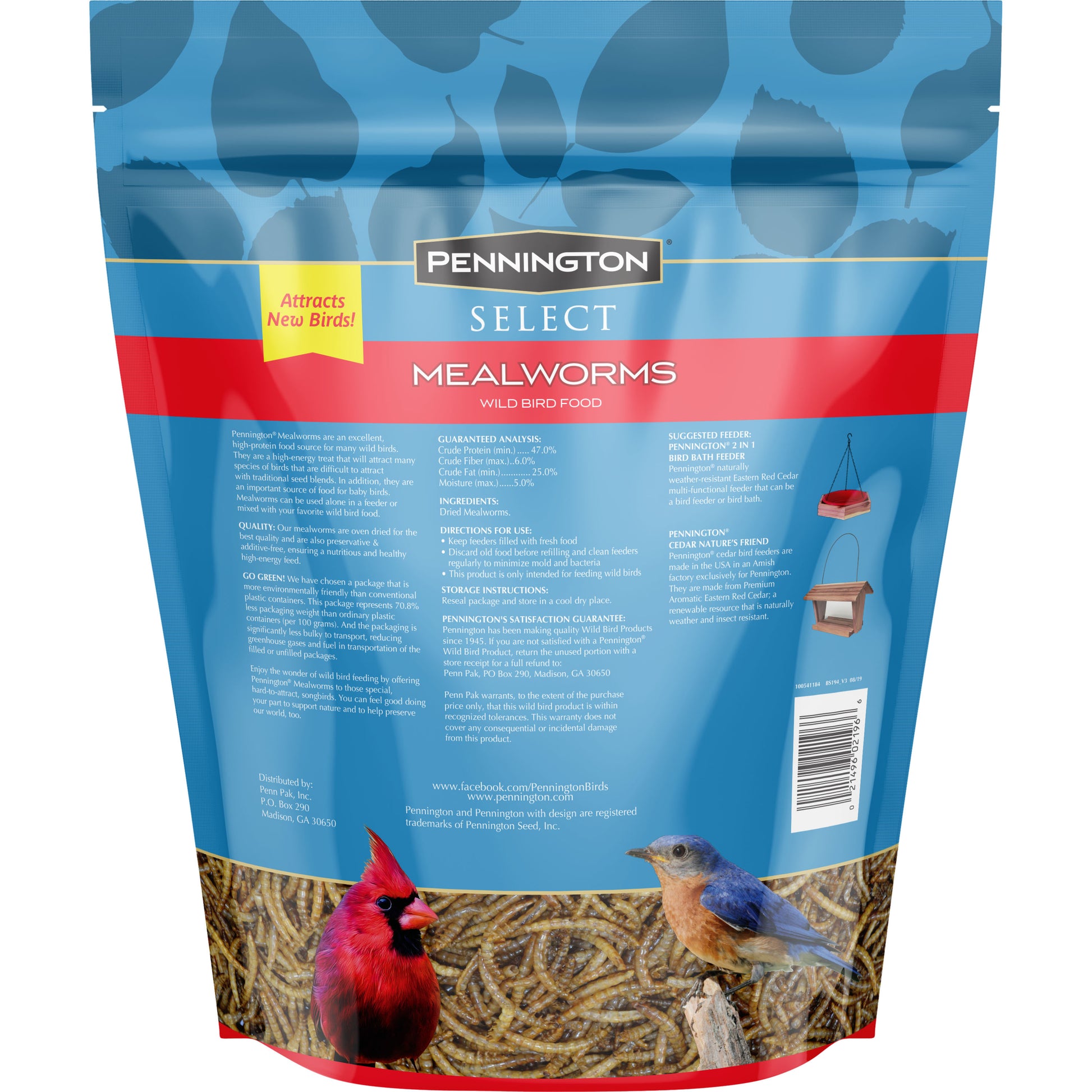 Mealworms, Bluebird and Wild Bird Food, 2 Lb. Bag, 1 Pack, Dry