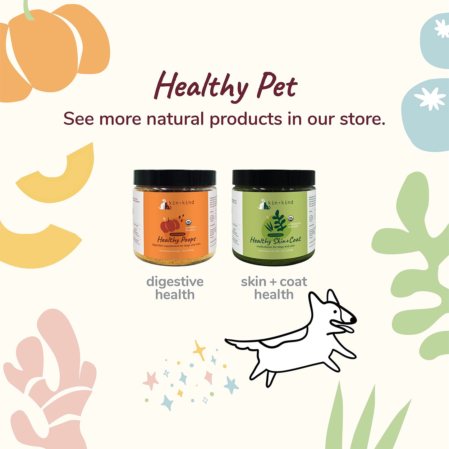 Organic Hip & Joint Supplement for Dogs & Cats - Vet Formulated with Turmeric, Black Pepper & Coconut - Natural Supplement for Dog & Cat Joint Support & Health - Made in USA