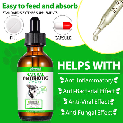 Natural Antibiotic Drops for Dogs, anti Inflammatory | Bacterial | Viral | Fungal, Supports Dog Allergy Relief for All Breeds and Sizes Dogs - 2 Fl.Oz(60 Ml)- 1Pack (Bacon Flavor)