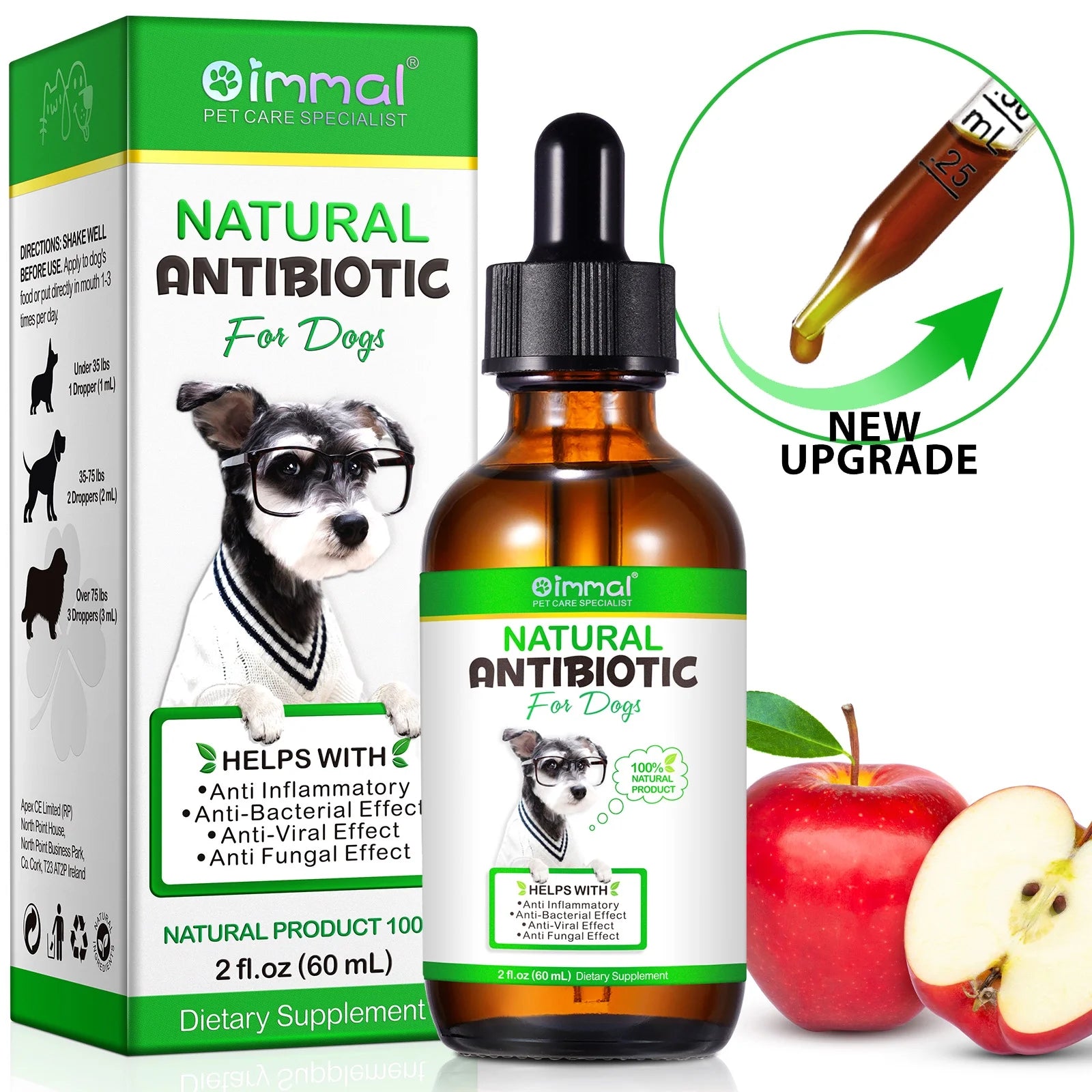 Natural Antibiotic Drops for Dogs, anti Inflammatory | Bacterial | Viral | Fungal, Supports Dog Allergy Relief for All Breeds and Sizes Dogs - 2 Fl.Oz(60 Ml)- 1Pack (Bacon Flavor)