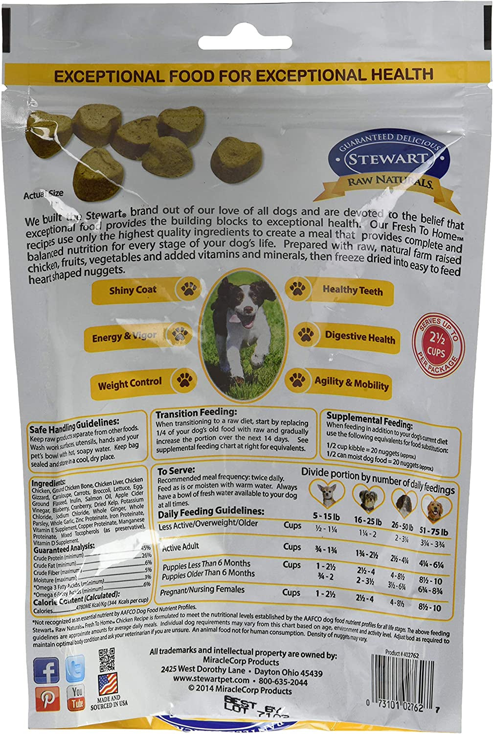 Raw Naturals Freeze Dried Dog Food Grain Free Made in USA with Chicken, Fruits, & Vegetables for Fresh to Home All Natural Recipe, Trial Size