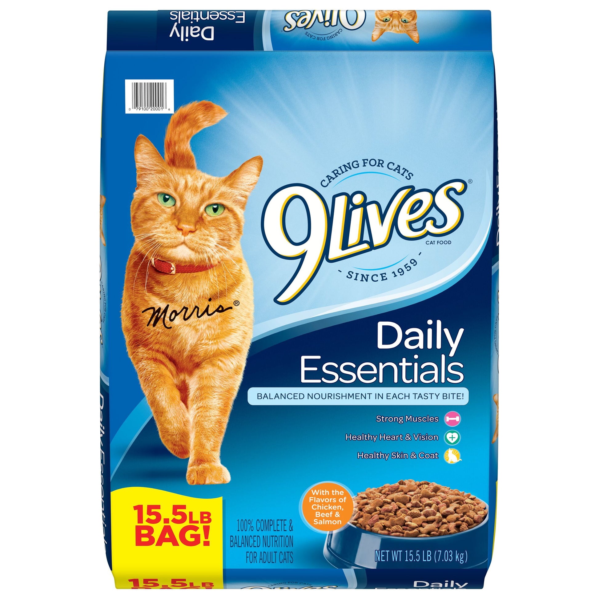 Daily Essentials Dry Cat Food with Chicken, Beef & Salmon Flavors, 15.5 Lb Bag