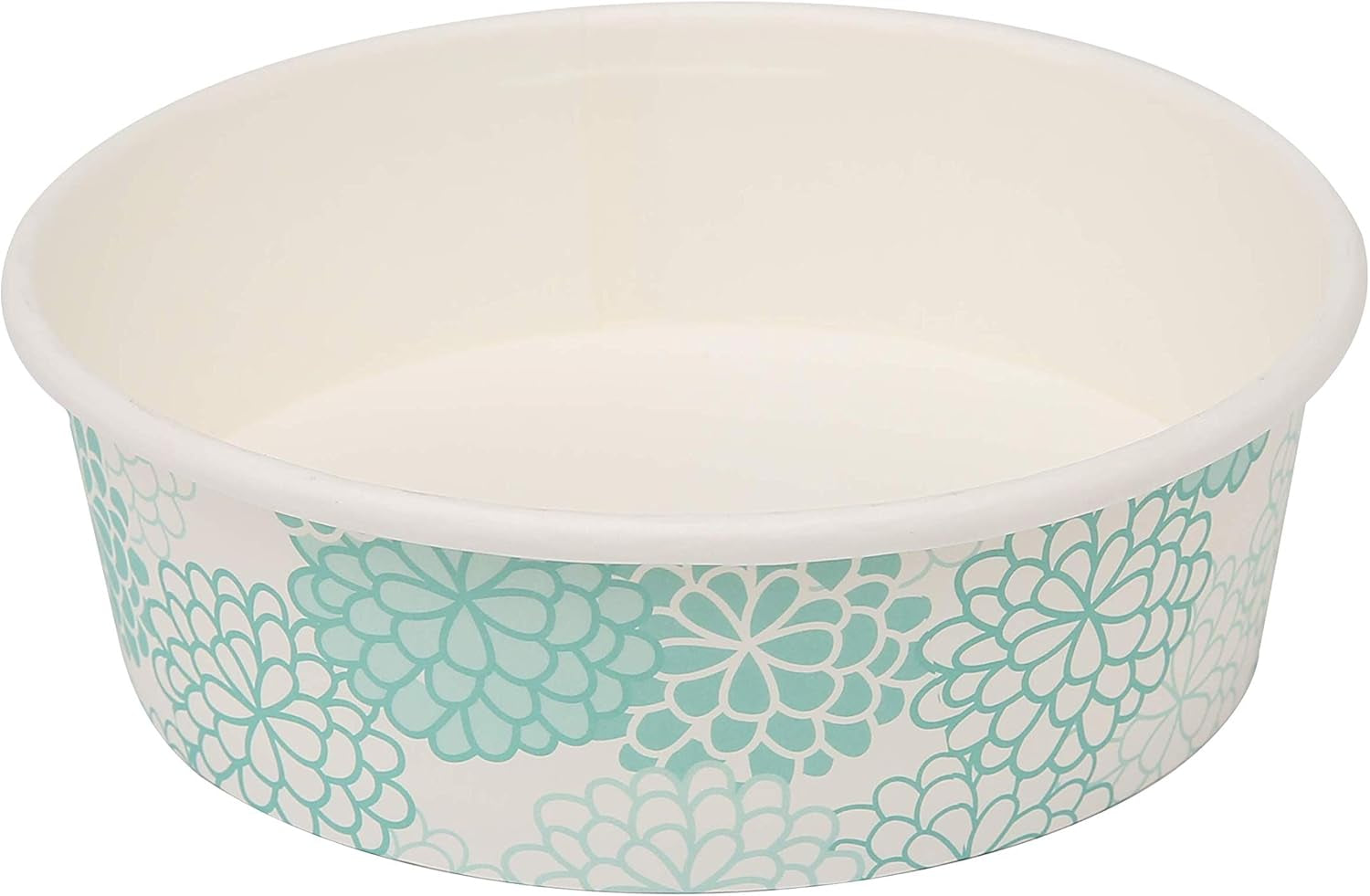 Pets Disposable Small Dog Bowls, Teal Pattern, 1.75 Cup Feeding Size, 25 Count - Leakproof and Dishwasher Safe