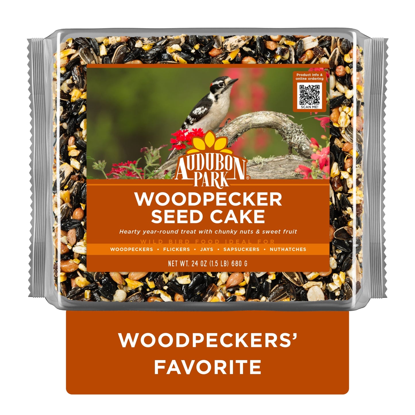 Woodpecker Seed Cake Wild Bird Food, Pressed Seed Block, 24 Oz.