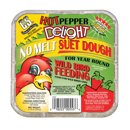 C&S Hot Pepper Delight No Melt Suet Dough Fresh Wild Bird Food, 11.75 Oz.