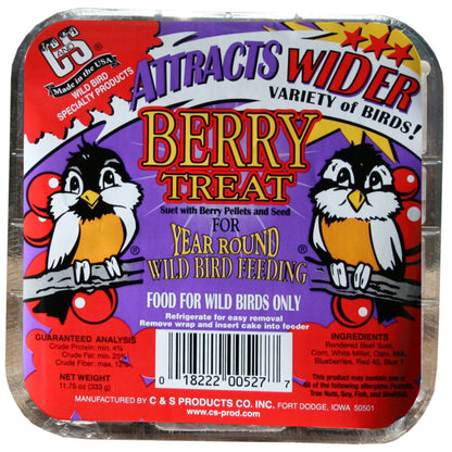 Berry Treat Suet, 11.75 Oz, Wild Bird Food, Fresh, 1 Pack