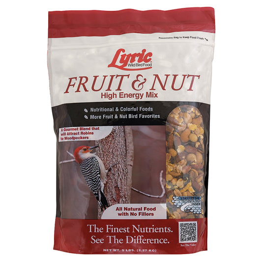 Fruit & Nut Wild Bird Seed, High Energy Wild Bird Food Mix - 5 Lb. Bag