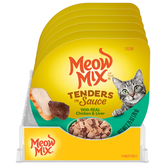 Tenders in Sauce Wet Cat Food with Real Chicken & Liver, 2.75 Oz. Cups, 12 Pack (Packaging and Formulation Updates Underway)