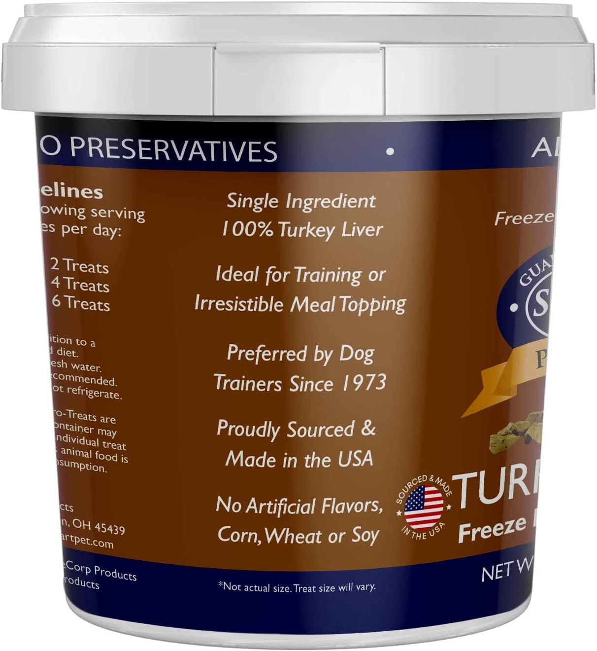 Freeze Dried Dog Treats Made in USA [Single Ingredient Puppy and Dog Training Treats - Grain Free Natural Dog Treats] Resealable Tub to Preserve Freshness Turkey Liver 3 Oz.