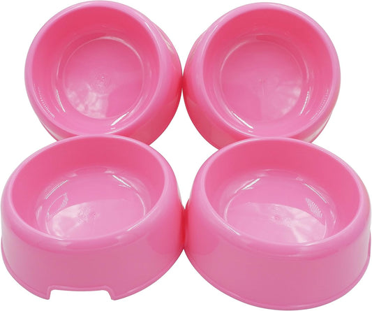 Dog Bowls Cat Bowls (Plastic Bowls, Pink 4-Pack)