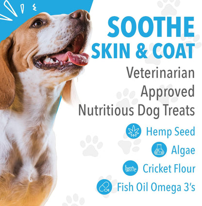 Dog Skin and Coat Supplement - Organic Dog Allergy Chews - Dry Skin, Shedding, Dog Itch Relief - Dog Omega 3 Supplement - Made in USA, Protein - Rich - anti Itch for Dogs - 90 Chews