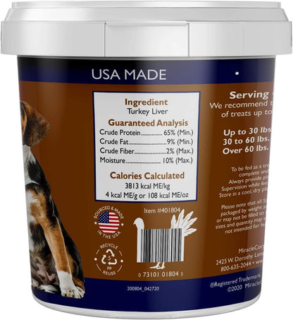 Freeze Dried Dog Treats Made in USA [Single Ingredient Puppy and Dog Training Treats - Grain Free Natural Dog Treats] Resealable Tub to Preserve Freshness Turkey Liver 3 Oz.