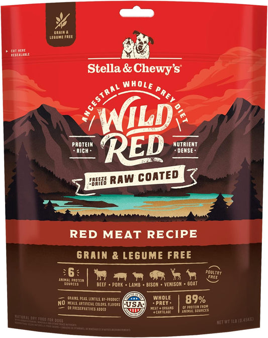 Wild Red Dry Dog Food Raw Coated High Protein Grain & Legume Free Red Meat Recipe, 1 Lb. Bag