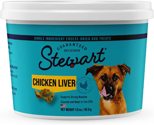 Freeze Dried Dog Treats, Chicken Breast, 3 Oz, Grain Free & Gluten Free, Resealable Tub, Single Ingredient, Training Treat in Beef Liver, Salmon, Chicken Liver & Chicken Breast 4, 14, 21Oz