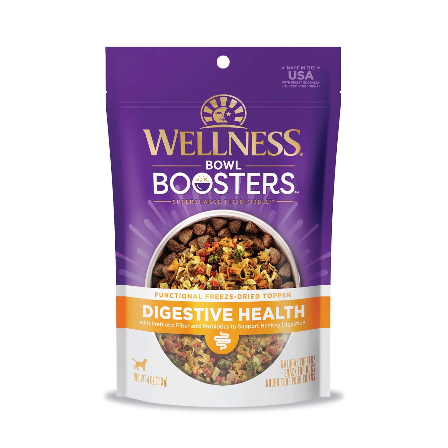 Wellness Bowl Boosters Functional Freeze-Dried Dog Food Topper, Digestive Health, 4 Ounce Bag